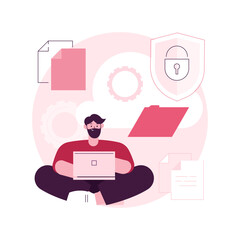 Poster - cloud storage abstract concept vector illustration. digital hosted storage, database security, data 