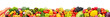 Leinwandbild Motiv Wide collage of fresh fruits and vegetables for layout isolated on white background.