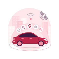 Poster - Autonomous car abstract concept vector illustration. Self-driving car, driverless robotic vehicle, sensor based technology, autonomous vehicle, self-operated, test-drive abstract metaphor.