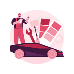 Poster - Car tuning abstract concept vector illustration. Racing car turbo tuning, auto body shop, vehicle music upgrade, automobile style and design, sports car repair service abstract metaphor.