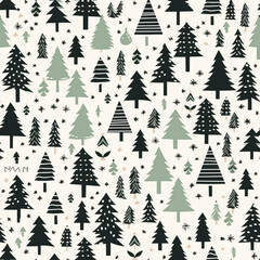 Christmas tree seamless pattern, holiday country style print for wallpaper, wrapping paper, scrapbook, fabric and product design, generative ai