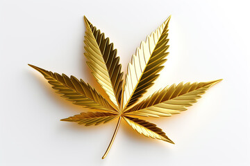 golden leaf marijuana on white background Generative AI	
