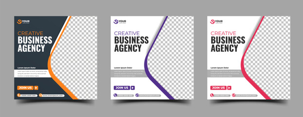 Wall Mural - Set of editable square banner template design for business marketing promotion. Usable for social media post and web ads.
