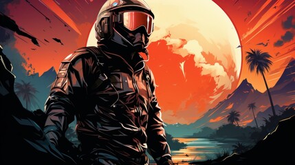 An astronaut standing determined for extreme adventure, generative ai
