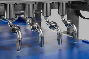 Poster - industrial production of bakery products on an assembly line - technology and machinery in the food factory