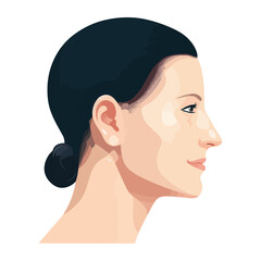 Poster - Beautiful woman with black hair in profile view