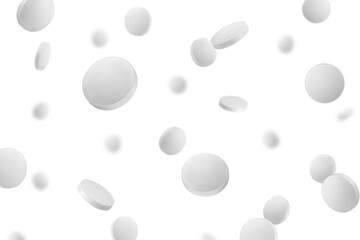Wall Mural - Falling Pills isolated on white background, selective focus