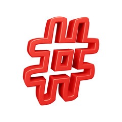 Poster - 3D red hashtag symbol or icon design