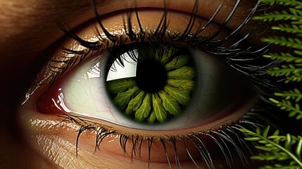 Sticker - A close up of a person's green eye. Generative AI image.