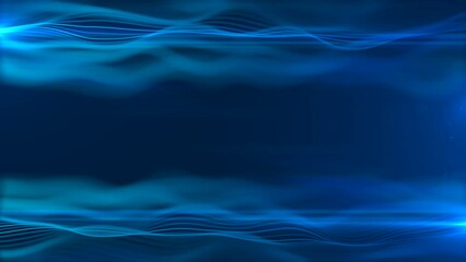 Wall Mural - beautiful abstract wavy lines technology backdrop blue digital particles effect as corporate concept