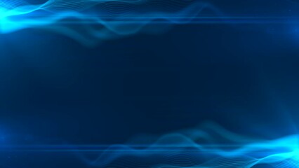 Wall Mural - beautiful abstract wavy lines technology backdrop blue digital particles effect as corporate concept