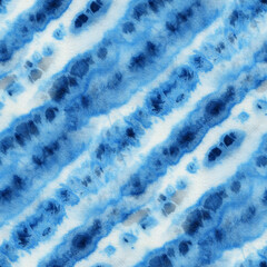 Poster - Seamless tie-dye pattern of indigo color on white silk. Hand painting fabrics - nodular batik. Shibori dyeing.