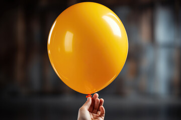 Poster - A man holds a smiley yellow balloon in a banner format, symbolizing joy, happiness, and celebration. Generative Ai.