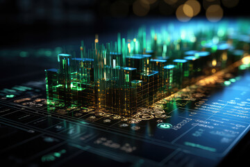 Poster - artificial intelligence analyzing data on a digital screen, highlighting the power of technology in 