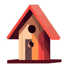 Wall Mural - cartoon birdhouse icon on isolated wood material