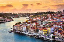 Porto, Portugal Old Town On The Douro River.