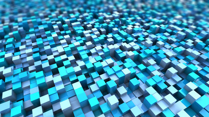 Poster - abstract 3d illustration of blue cubes background