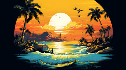 Wall Mural - Summer Beach t shirt design -
