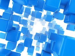 Poster - abstract 3d illustration of blue cubes background