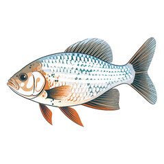 Sticker - Serene Swimmer: Stunning Illustration of Pearl Gourami Fish