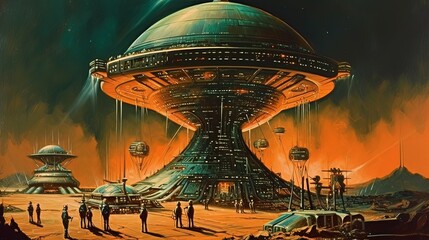 Wall Mural - Surreal alien planet. Alien world. Generative AI