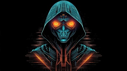 Wall Mural - Surreal movie poster. Sci-fi creature in cape. In style of vector illustration. Generative AI