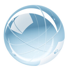 Poster - Abstract shiny sphere glass render button isolated on white background