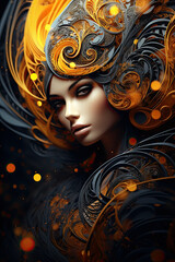 Wall Mural - A woman with a very elaborate hair style. Generative AI.