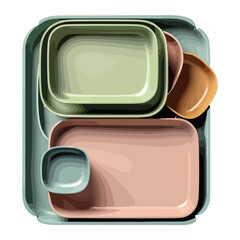 Sticker - Multi colored plastic containers, isolated