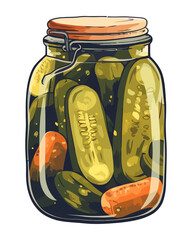 Sticker - Fresh organic pickled vegetables in glass jar