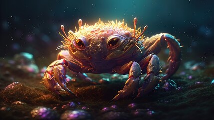 Wall Mural - Magical crab creature. Generative AI