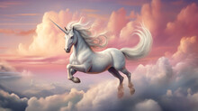Adorable Unicorn On Flying Cloud
