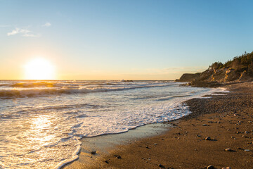 Sticker - Ocean shore at sunset (Cabot Trail, Cape Breton, Nova Scotia, Canada)