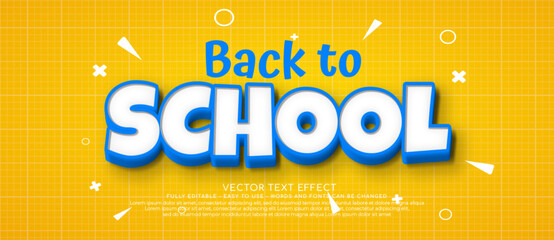 Back to school yellow banner with editable text effect