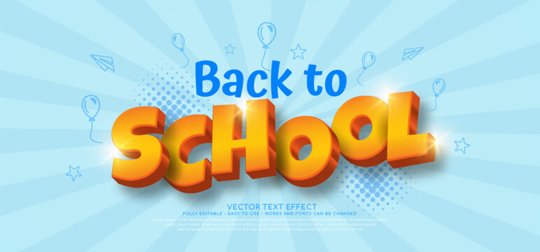 Back to school with flying style editable text effect