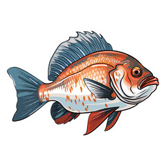 Sticker - Underwater Gem: Artistic Representation of the Fish Ram Cichlid