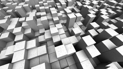 Poster - abstract 3d illustration of concrete cubes background