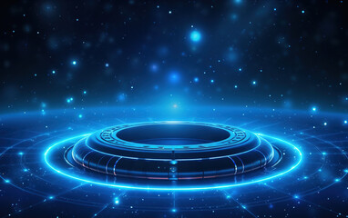 Leinwandbilder - Glowing Technology Circle Background,created with generative ai tecnology.