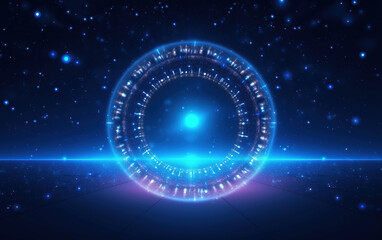 Sticker - glowing technology circle background,created with generative ai tecnology.