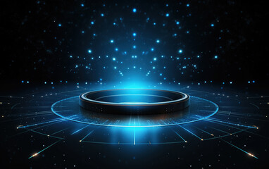 Sticker - glowing technology circle background,created with generative ai tecnology.