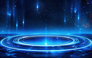 Sticker - glowing technology circle background,created with generative ai tecnology.