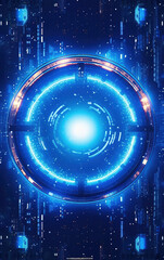 Sticker - glowing technology circle background,created with generative ai tecnology.