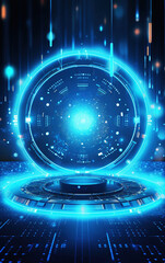 Sticker - glowing technology circle background,created with generative ai tecnology.