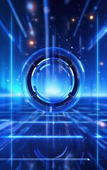 Sticker - glowing technology circle background,created with generative ai tecnology.