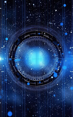 Sticker - glowing technology circle background,created with generative ai tecnology.