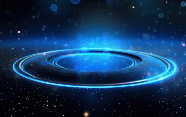 Sticker - glowing technology circle background,created with generative ai tecnology.