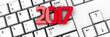 2017 icon on the computer keyboard background, three-dimensional rendering, 3D illustration