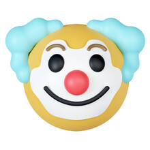 3d Circus Clown Emoji. Emoticon With Red Nose, Funny Face. Icon Isolated On Gray Background. 3d Rendering Illustration. Clipping Path.