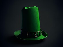 St. Patrick's Day Celebration Background. Leprechaun Cat In Green Hat. Ai Generated