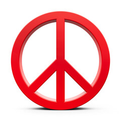 Poster - Red peace symbol isolated on white background, three-dimensional rendering, 3D illustration